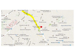 Red mark represents the Center, it lies at Ring Road and near by Narayan Gopal Chowk